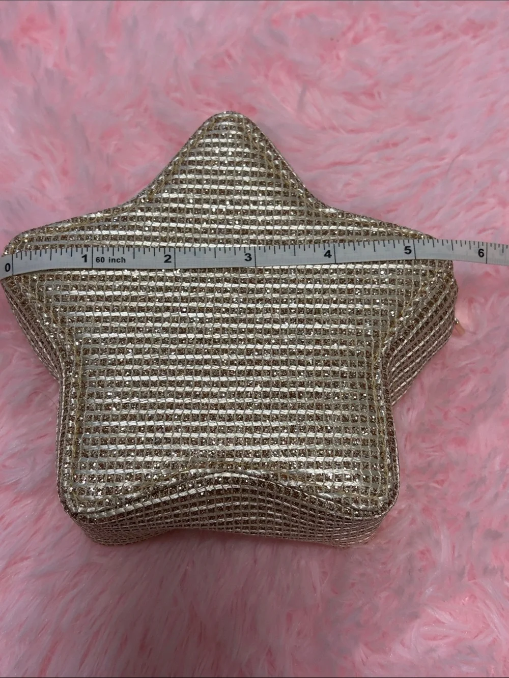 Christian Dior Star Shaped Glitter Gold Zip Around Make Up Case